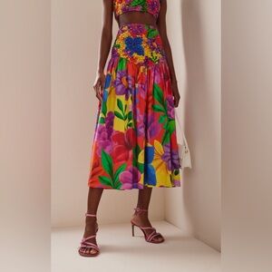 NWT Mara Hoffman multicolor floral popcorn Nicole midi skirt, size M